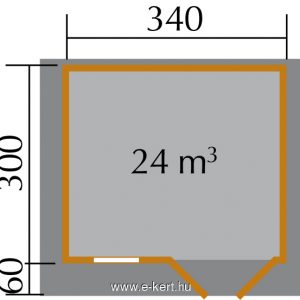 109-es faház alaprajza Weka szerszámtároló faház építés 300x340 cm méretben