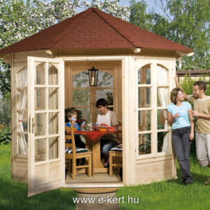 Nyolcszögletű zárt pavilon ablakokkal