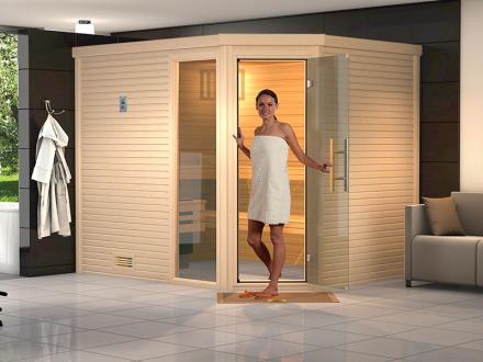 Prémium szauna építés 45mm vastag oldalfalakkal, szaunakályhával együtt