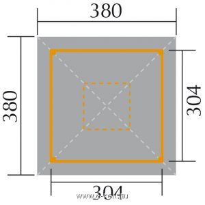 Négyszögletű kerti pavilon alaprajza