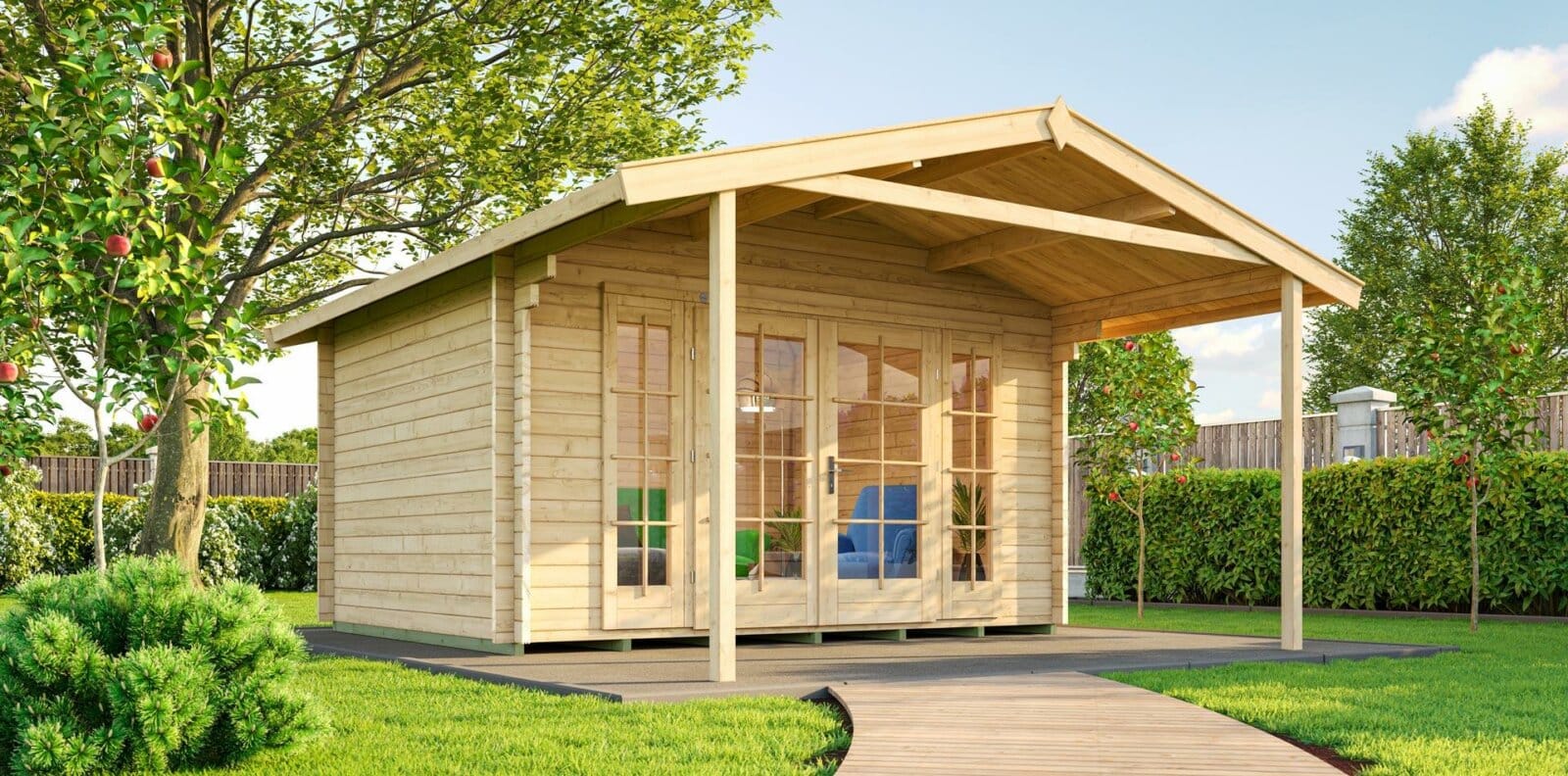 Kész faház nagy terasztetővel Weka137