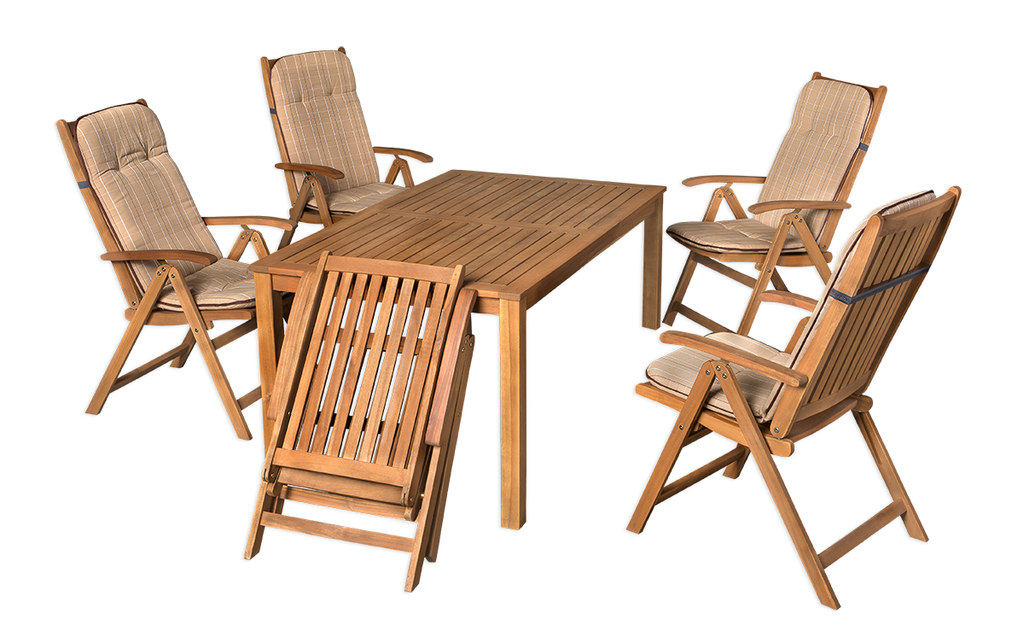 Fa kerti bútor összecsukható karfás székekkel