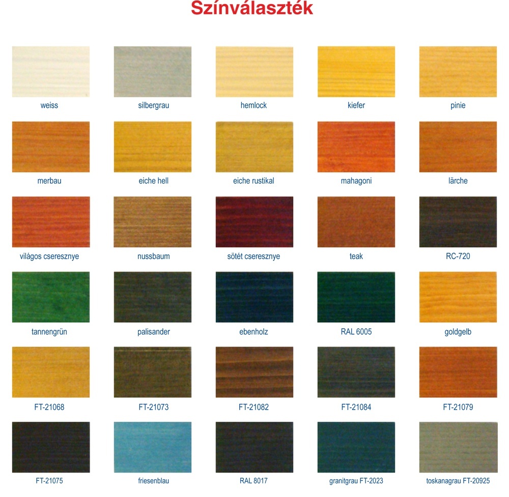 Remmers-lazúr-alap-színskála