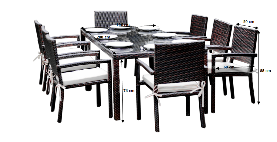 Rattan kerti szék és üveglapos kerti asztal