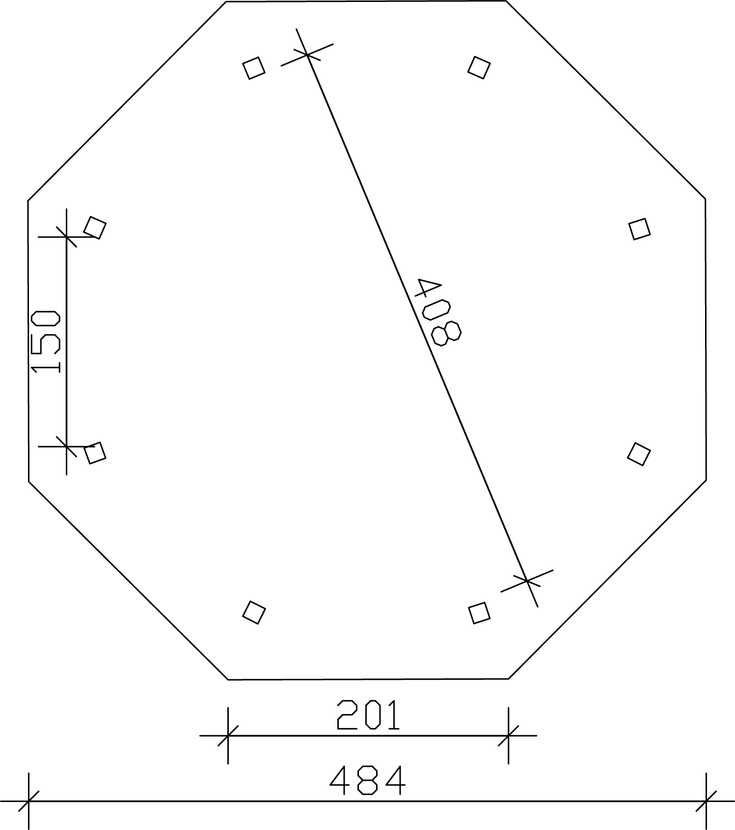 Pavilon méretek 671-es nyolszögletű típus