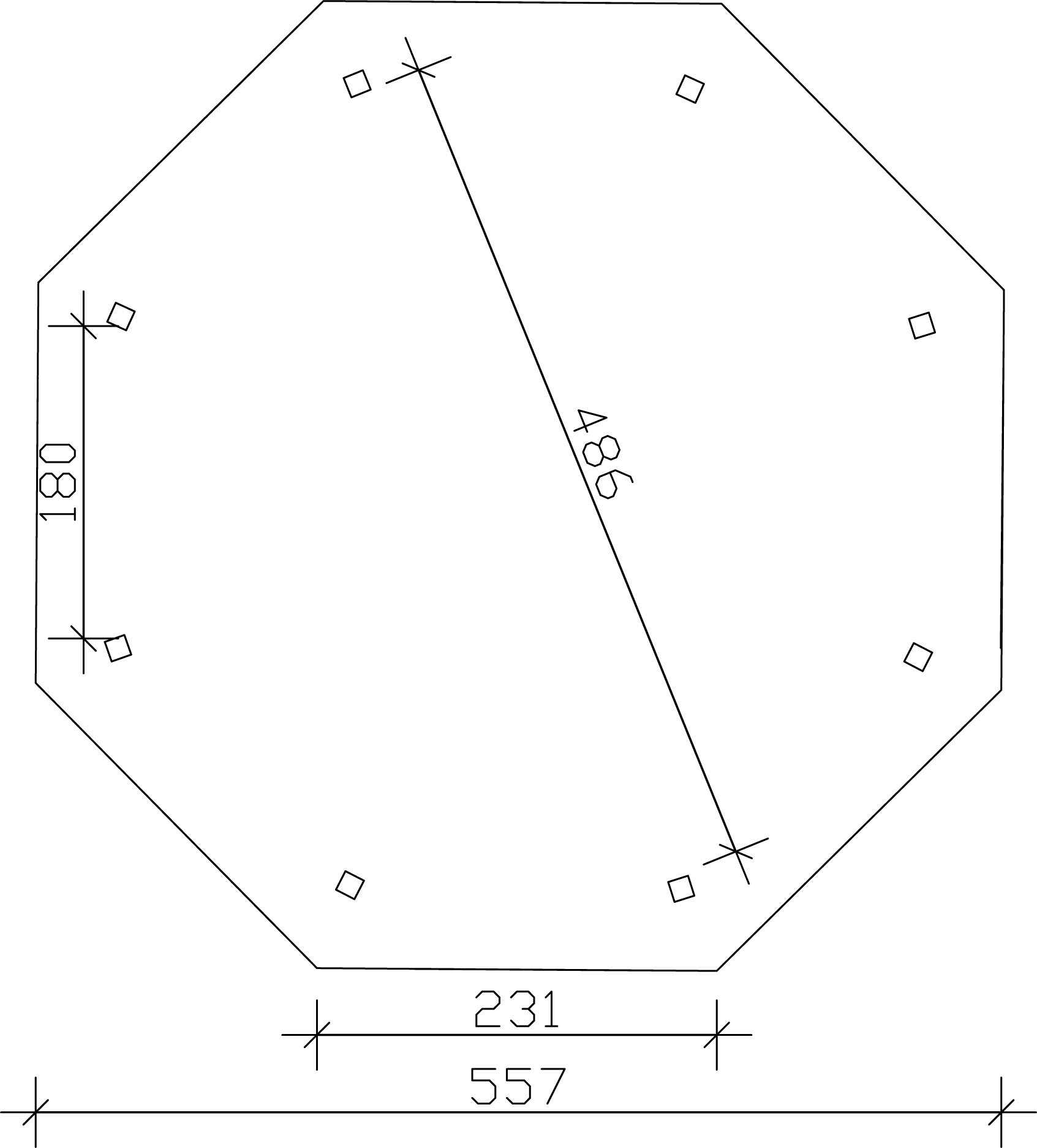 Nyolcszögletű pavilon alapozási rajza