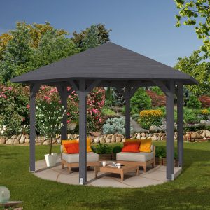 Hatszögletű kerti pavilon Nancy szürke