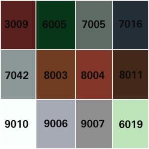 Bádogosanyag színminta Orombádog és esővíz csatorna színminta