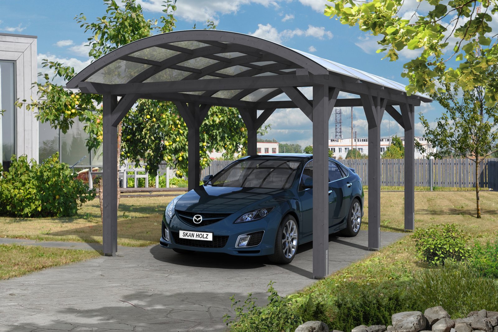 Íves garázstető építés Skanholz Franken