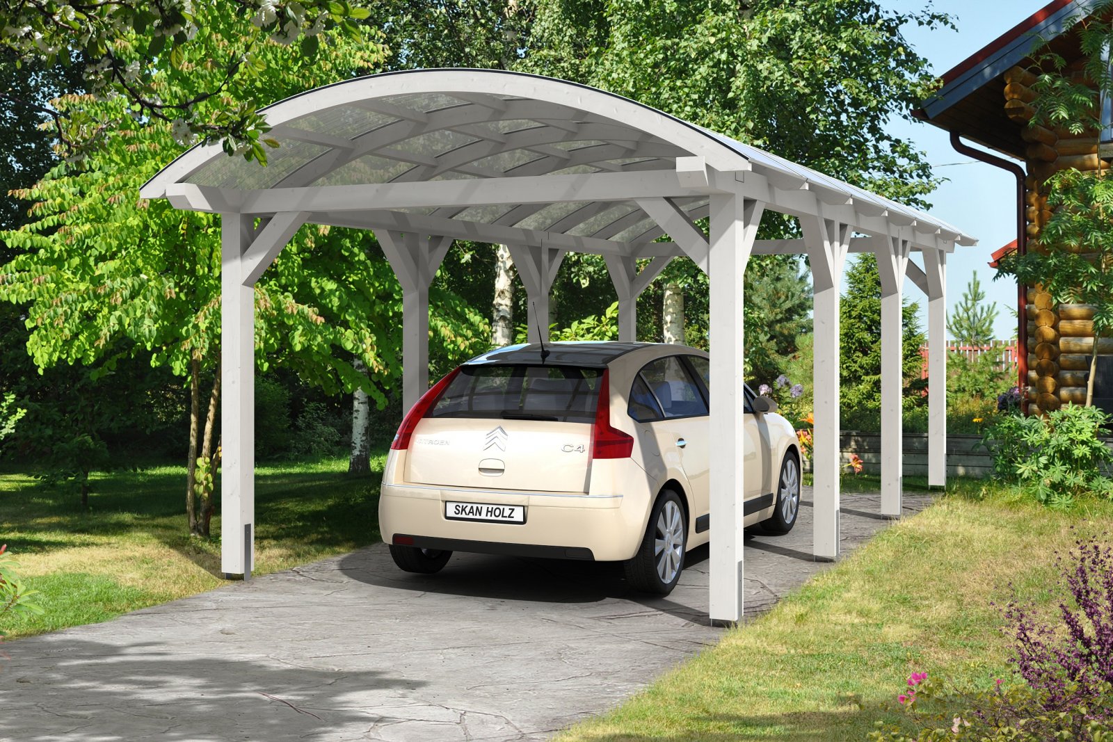 Nyitott garázs íves fehér