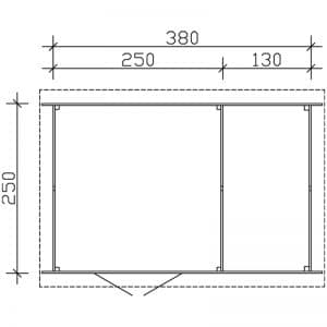 Faház_fatárolóval_Venlo2_alapozási_méret Szerszámtároló faház fatárolóval Venlo