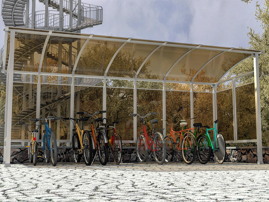 Fedett kerékpártároló pavilon