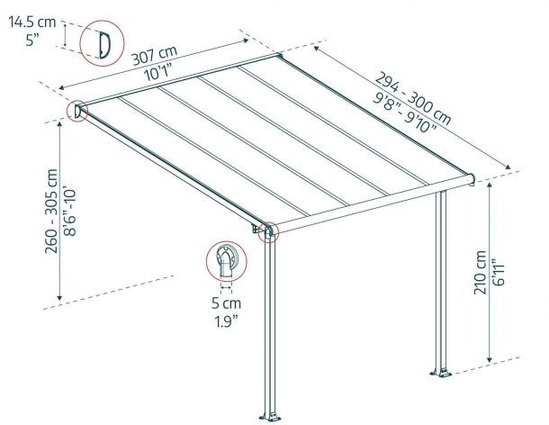 Terasztető Olympia 3x3m